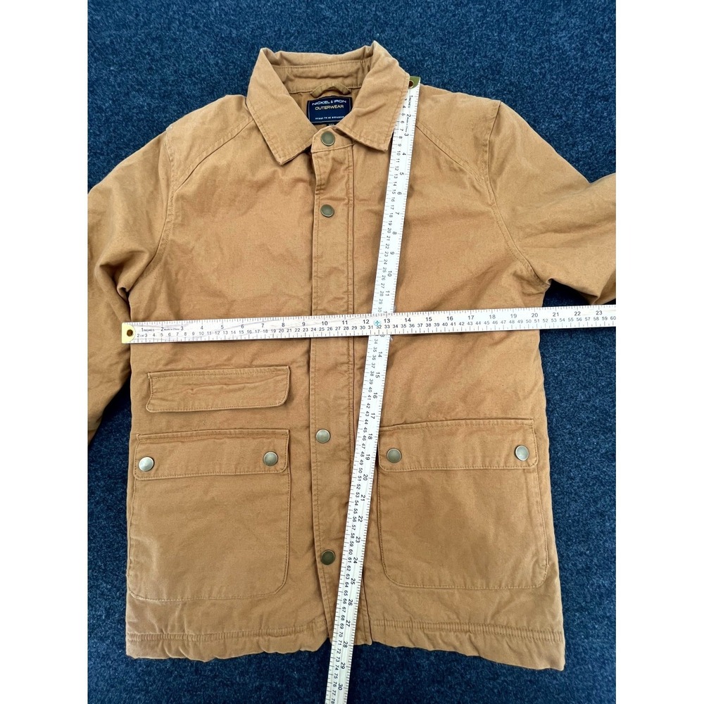 Nickel & Iron Work Jacket Mens S Tan Canvas Aztec Fleece Lined Coat Snap Front - Picture 9 of 10